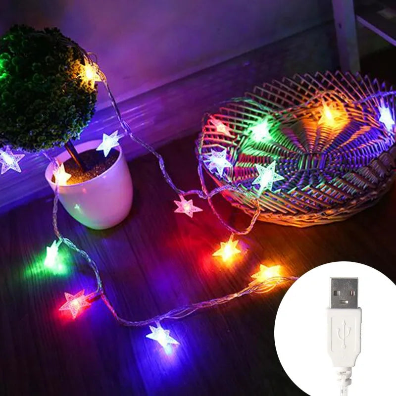 KIKIELF LED Star Fairy Lights Outdoor Garden Warm White
