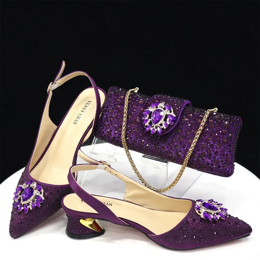 Italian Hollow Design Women's Shoes And Matching Bag