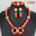 Latest Coral Jewelry Sets Nigerian Dubai Orange Necklace Sets of Beads African