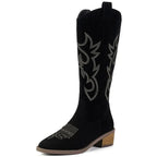 Women Chelsea Cowboy Knee High Boots for Women Mid Heels Walking Shoes Winter