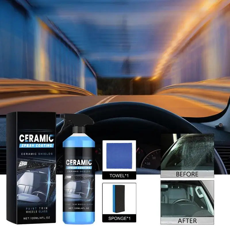 Nano Glass Cleaner Spray 120ml Hydrophobic Car Coating & Anti-Scratch Polish