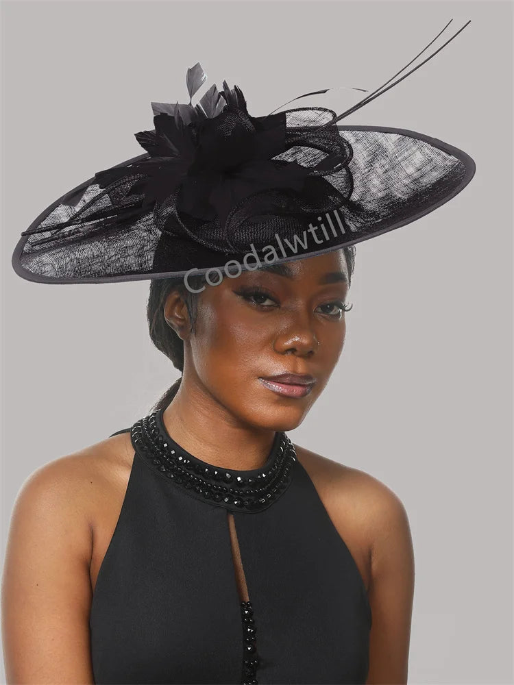 Royal Ascot Big Fascinator Hat Women Kentucky Derby Feather Large Hat