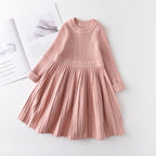 Girls Red Long Sleeve Sweater Tutu Party Dress Christmas New Year's Outfit Knee-Length Casual Cotton Polyester Turtleneck