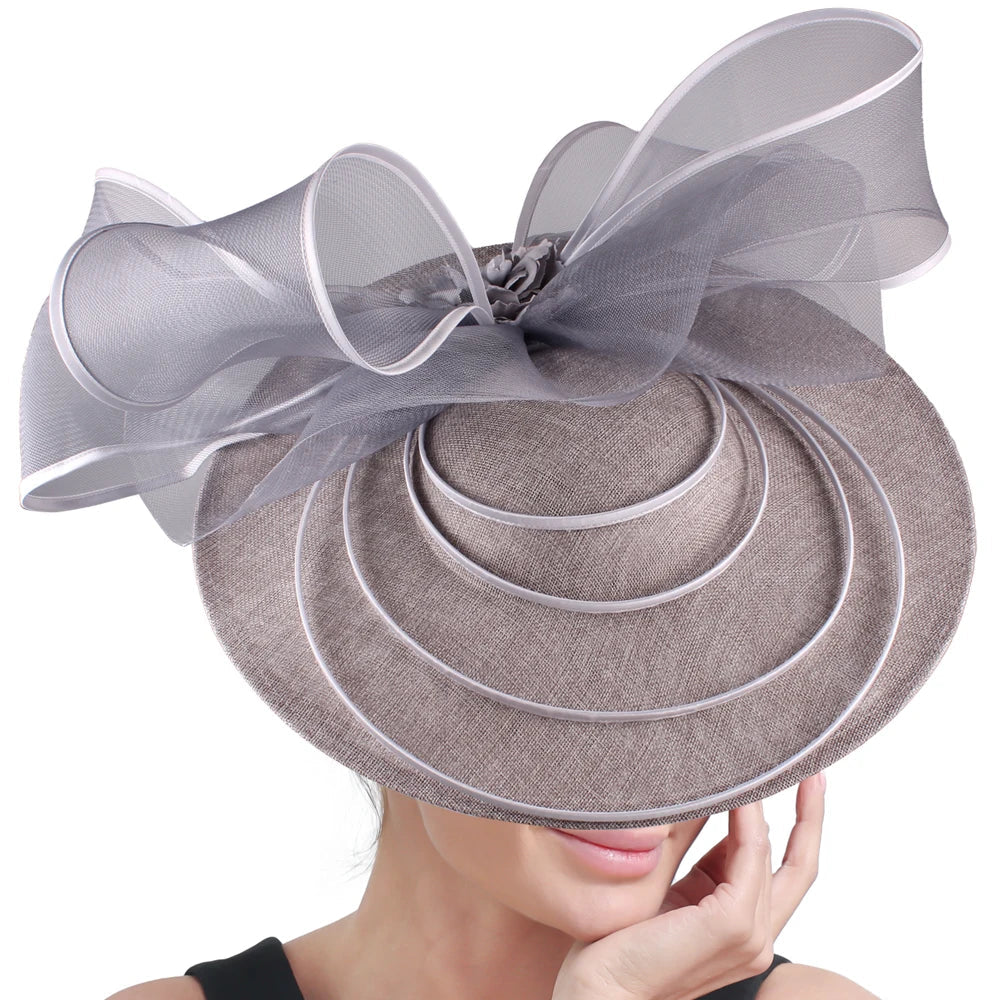 Elegant Wedding Big Size Fascinator Hat Women Flower Multimodal Hair Top Clips