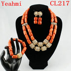 Fashion African Jewelry Set Nigerian Wedding Orange Coral Jewelry Set for Bride