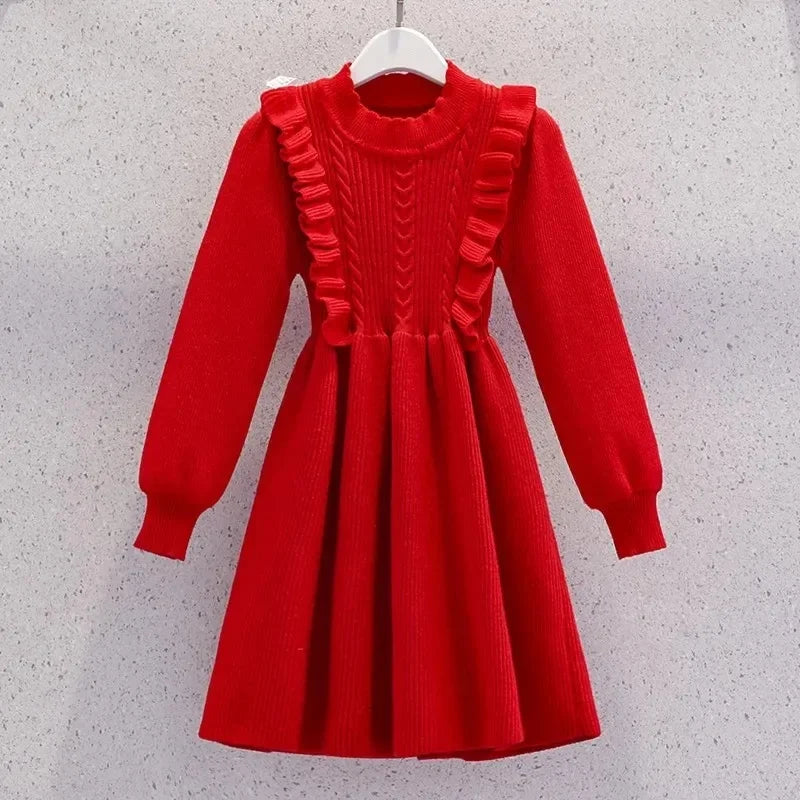 Women's Solid Color Casual Knit Sweater Pullover Autumn Winter Dress