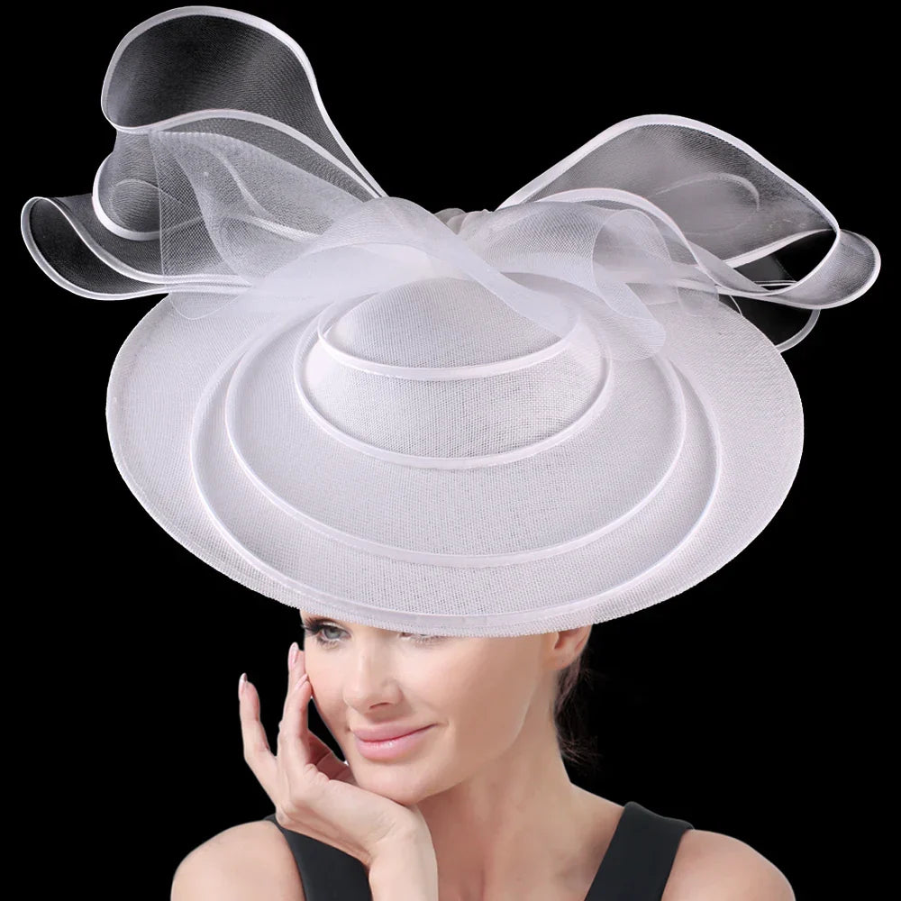 Elegant Wedding Big Size Fascinator Hat Women Flower Multimodal Hair Top Clips