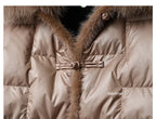 Women's White Duck down Jacket 2025 Winter Collection Real Faux Fur Collar Hair Puffer Coat Vintage Street wear