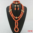 Latest Coral Jewelry Sets Nigerian Dubai Orange Necklace Sets of Beads African