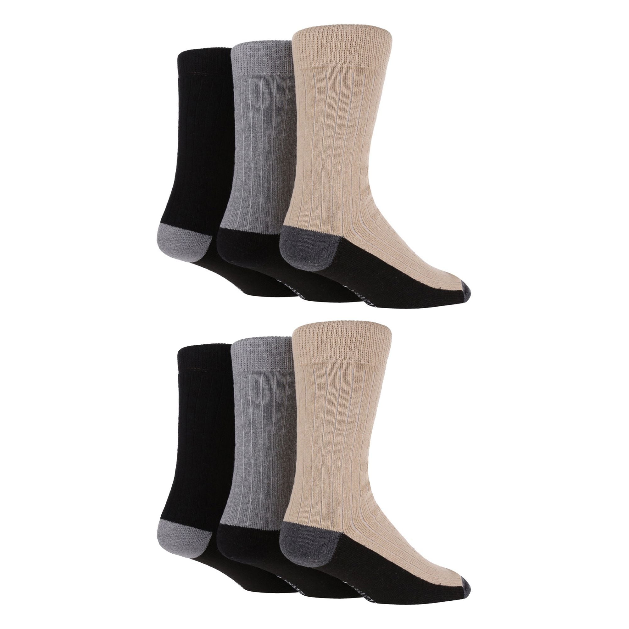 6 Pairs Mens Multipack Outdoor Cotton Boot Socks for Ultimate Hiking Comfort