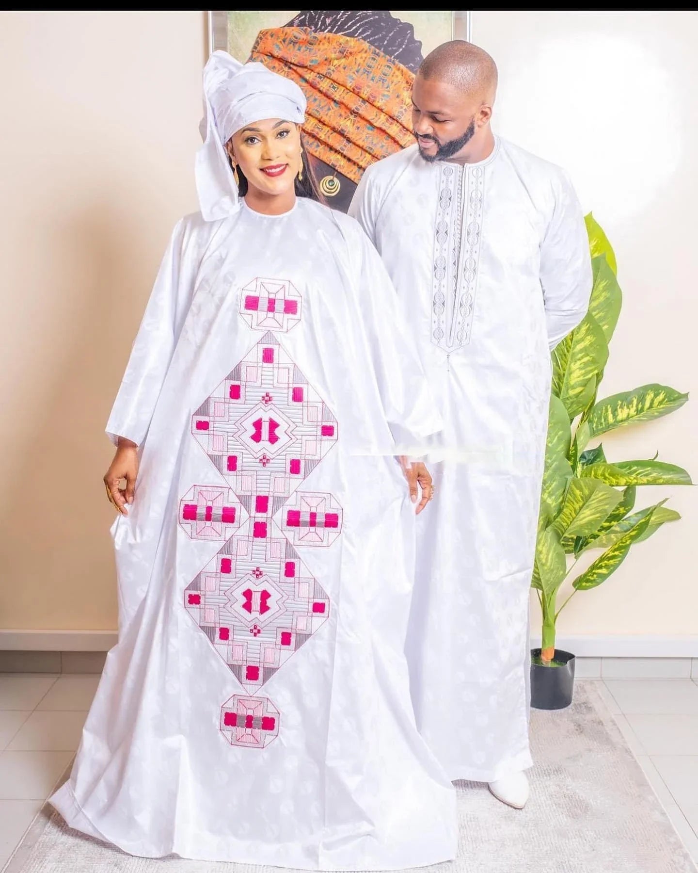 African Dress For Women's Plus Size Dress Bazin Riche Embroidery Floor Long Dress With Scarf
