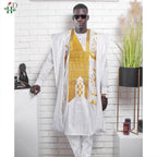 Family Matching African Wedding Outfits For Husband and Wife Bazin Riche Robes Custom Couple Dashiki Set Boy Kid white Dress