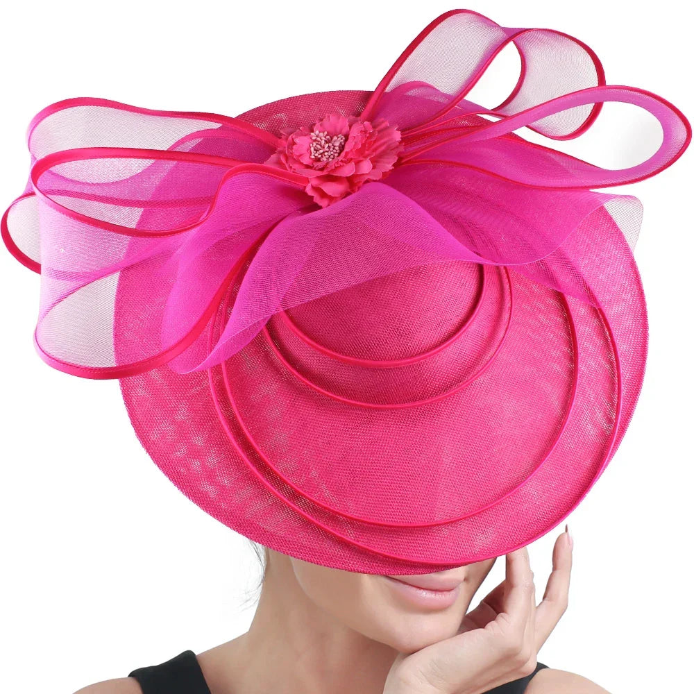 Elegant Wedding Big Size Fascinator Hat Women Flower Multimodal Hair Top Clips