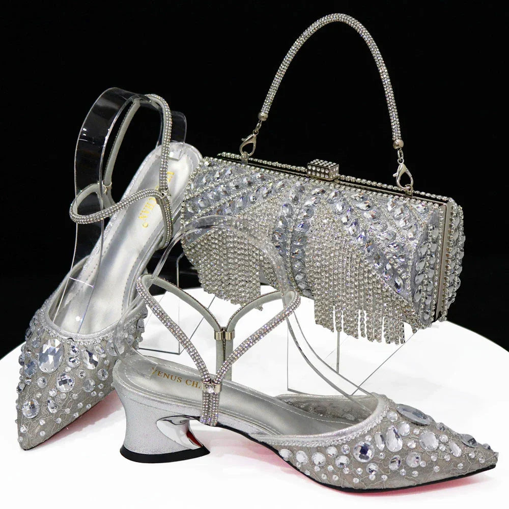 Italian Design Three-Dimensional Women's Bags And Ladies Heel Shoes
