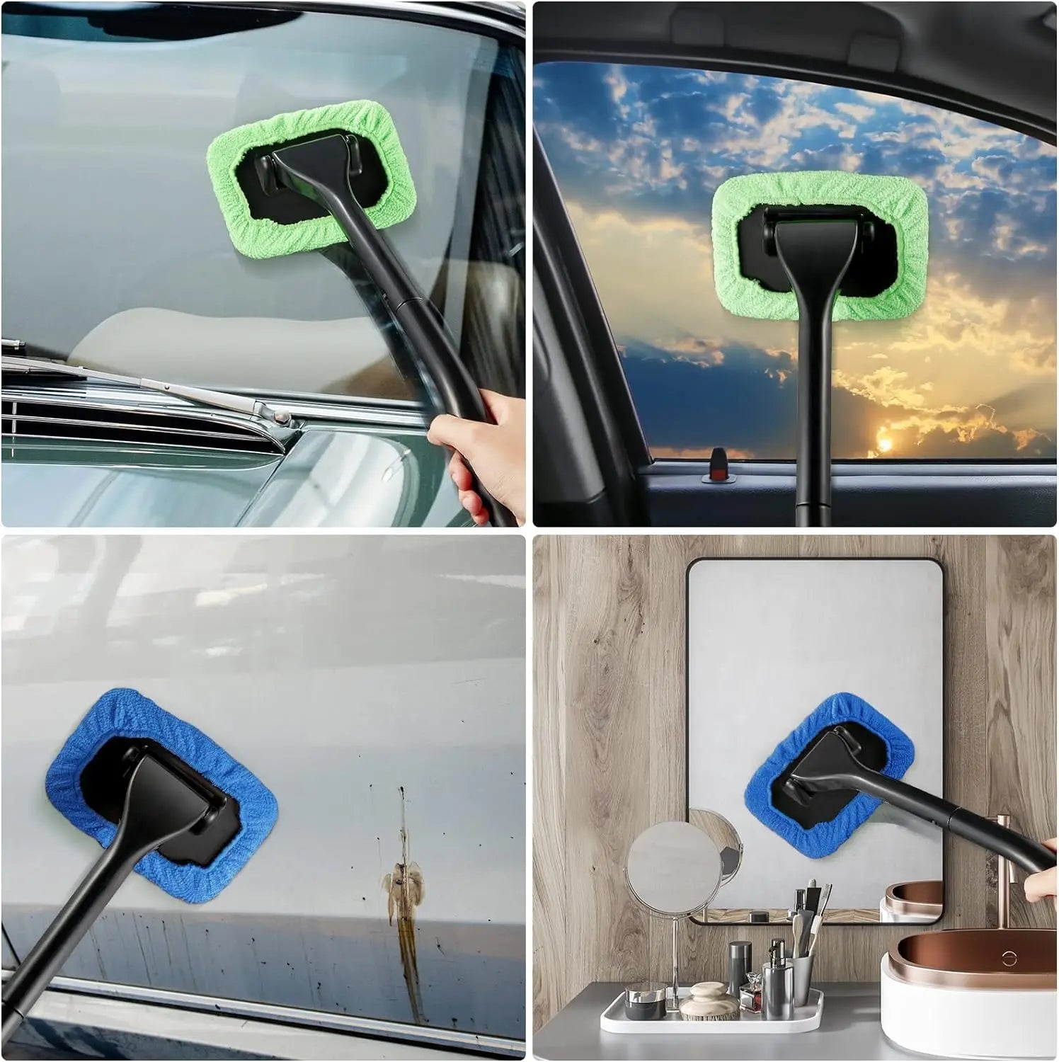 Car Windshield Cleaning Tool Interior Glass Cleaner with 5 Reusable Pads