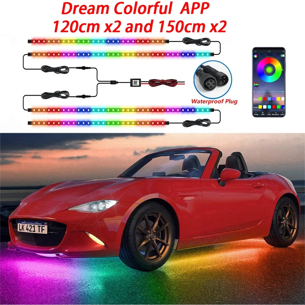 RGB Car Underglow LED Lights  Flexible 12V Underbody Ambient Light with App Control