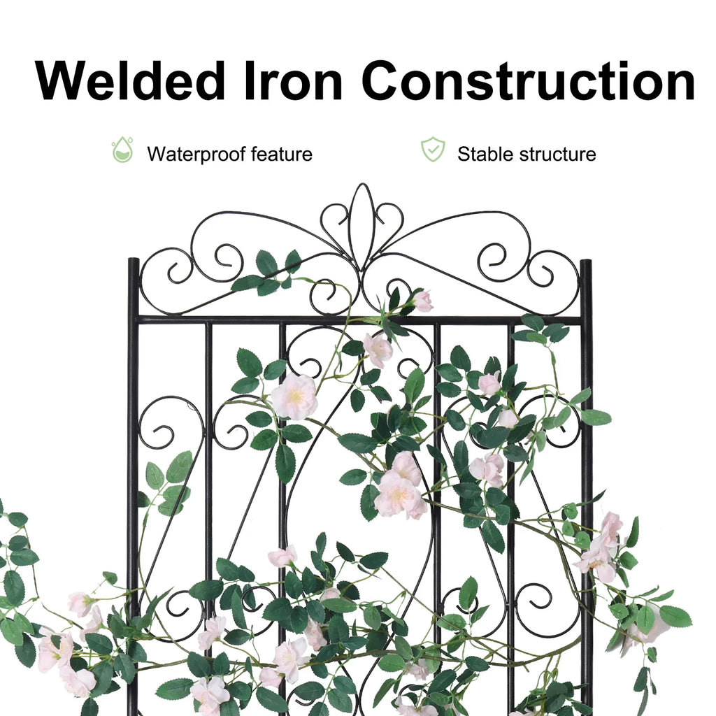 Large Tall Metal Garden Trellis, Plant Climbing Aid, Lattice Antirust Border, Outdoor Yard, 2Pcs