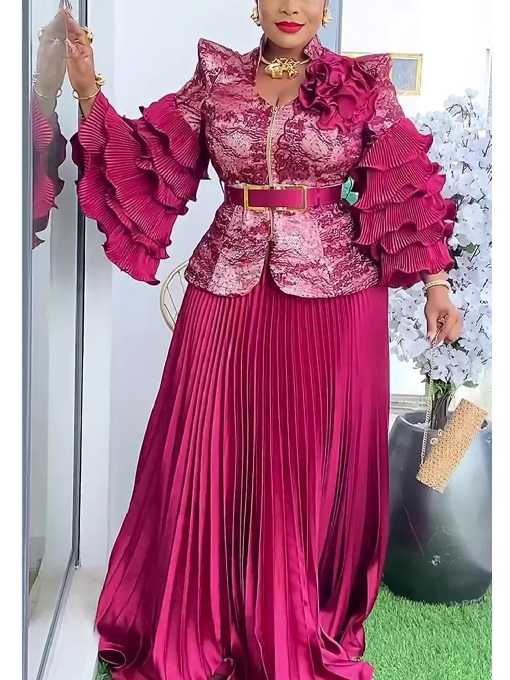 African Clothes for Women 2 PCS Sets Tops And Skirts Suits Dashiki Ankara