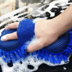 Microfiber Chenille Car Wash Sponge Soft Scratch-Free Cleaning Pad (Blue)