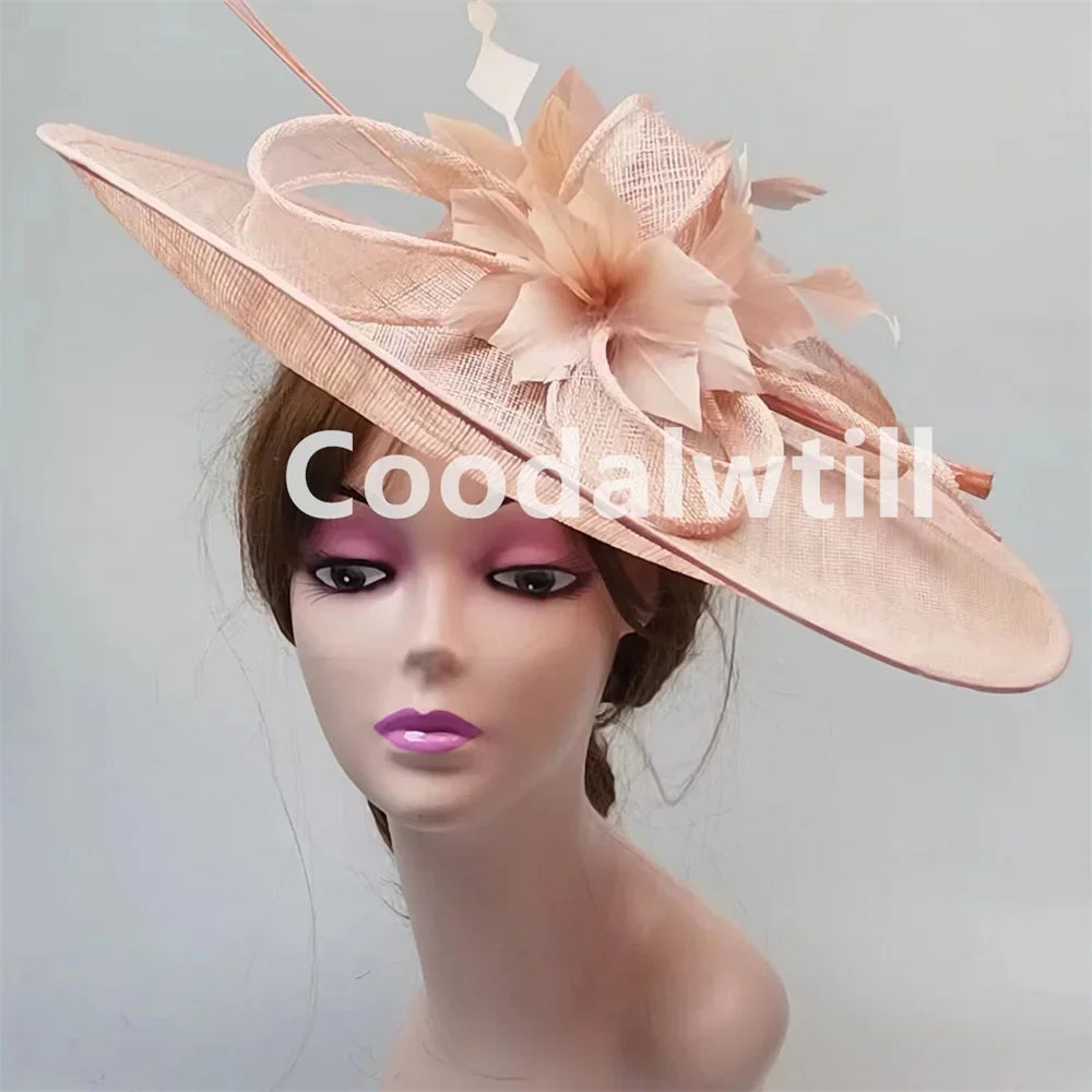 Royal Ascot Big Fascinator Hat Women Kentucky Derby Feather Large Hat