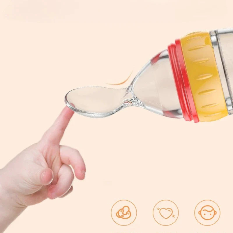 Zinezee Baby Feeding Bottle – Silicone Spoon Milk & Cereal Feeder