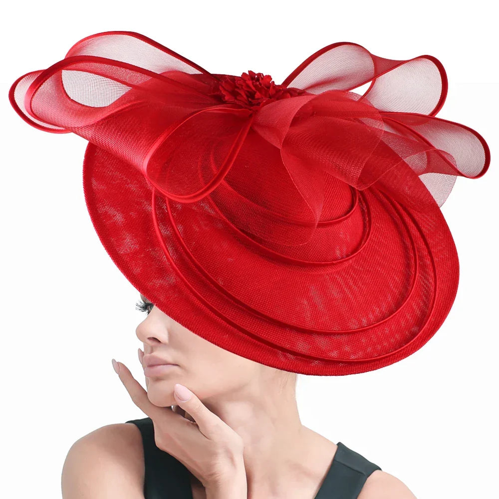 Elegant Wedding Big Size Fascinator Hat Women Flower Multimodal Hair Top Clips