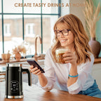 BioloMix Upgraded 5-in-1 LED Touch Screen Milk Frother for Lattes & Coffee, Hot And Cold Foam Maker