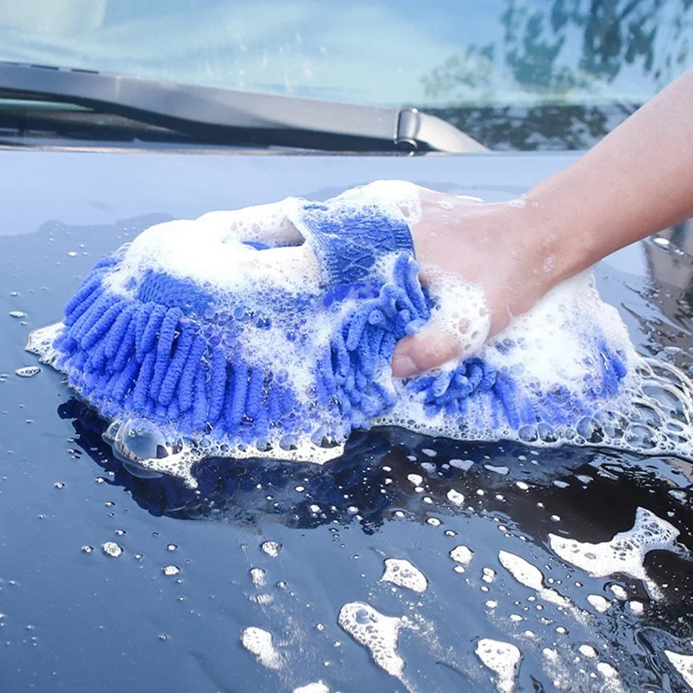 Microfiber Chenille Car Wash Sponge Soft Scratch-Free Cleaning Pad (Blue)