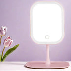 Modern LED Makeup Mirror – 3-Color Light Touch Vanity Mirror with Adjustable Brightness