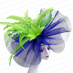 Kentucky Derby Big Fascinator Hat Women Wedding Elegant Feather Pillbox Cap