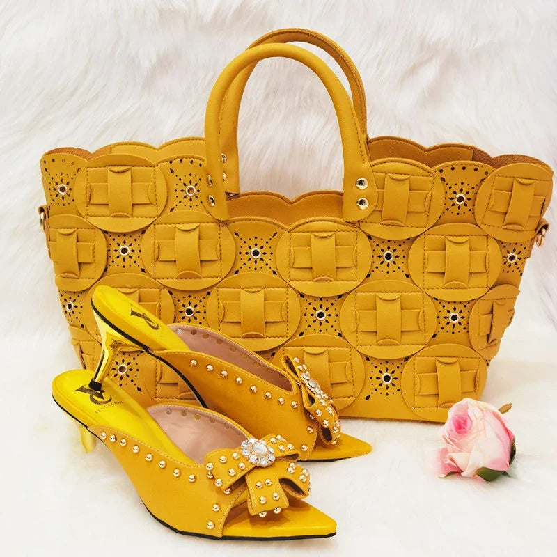 2022 Rivet Style Women Shoes and Bag to Match in Color matching High Quality