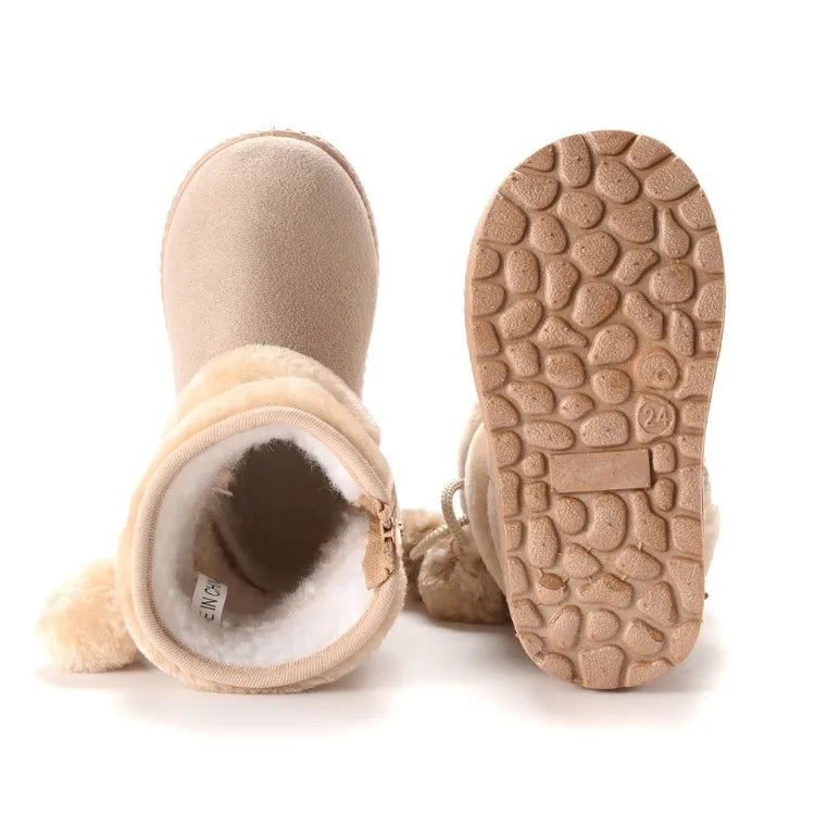 Babies Winter Snow Boots Comfortable Thick Warm Lobbing Ball Cute Boots