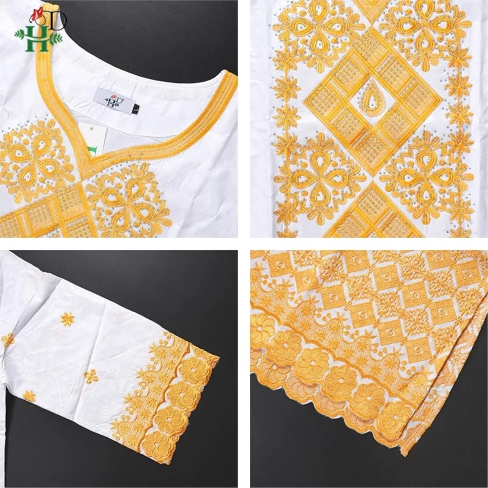 Family Matching African Wedding Outfits For Husband and Wife Bazin Riche Robes Custom Couple Dashiki Set Boy Kid white Dress