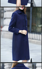 Women's Medium-Length Slimming Woolen Overcoat Autumn Winter plus Sizes Smooth Silhouette Single Breasted Button Closure