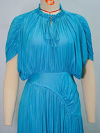 Long Summer Dress Woman High Waist Draped Chic Sky Blue Dress Straight One Piece Casual Elegant Maxi Dresses for Evening