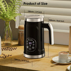 BioloMix Upgraded 5-in-1 LED Touch Screen Milk Frother for Lattes & Coffee, Hot And Cold Foam Maker