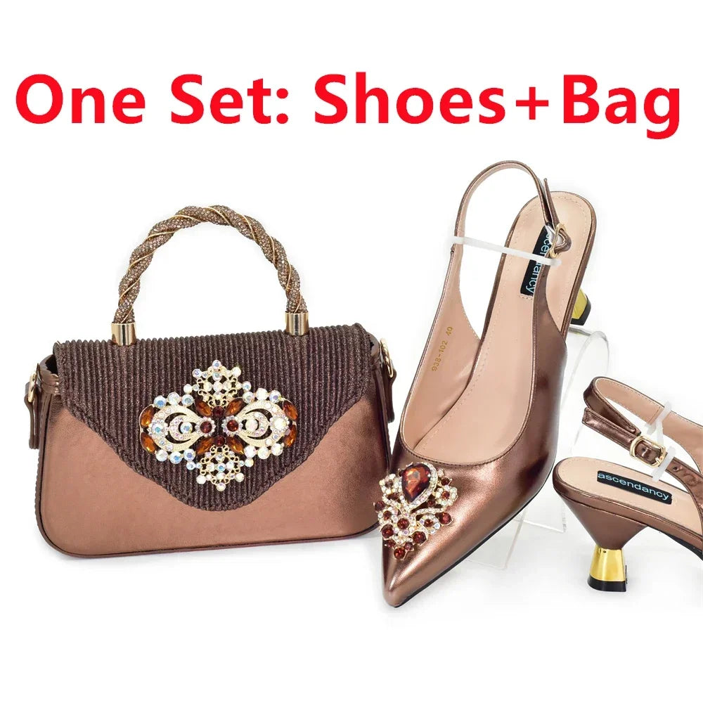 New Fashion Women Shoes and Bags To Match Set Nigeria Party Italian Shoe and