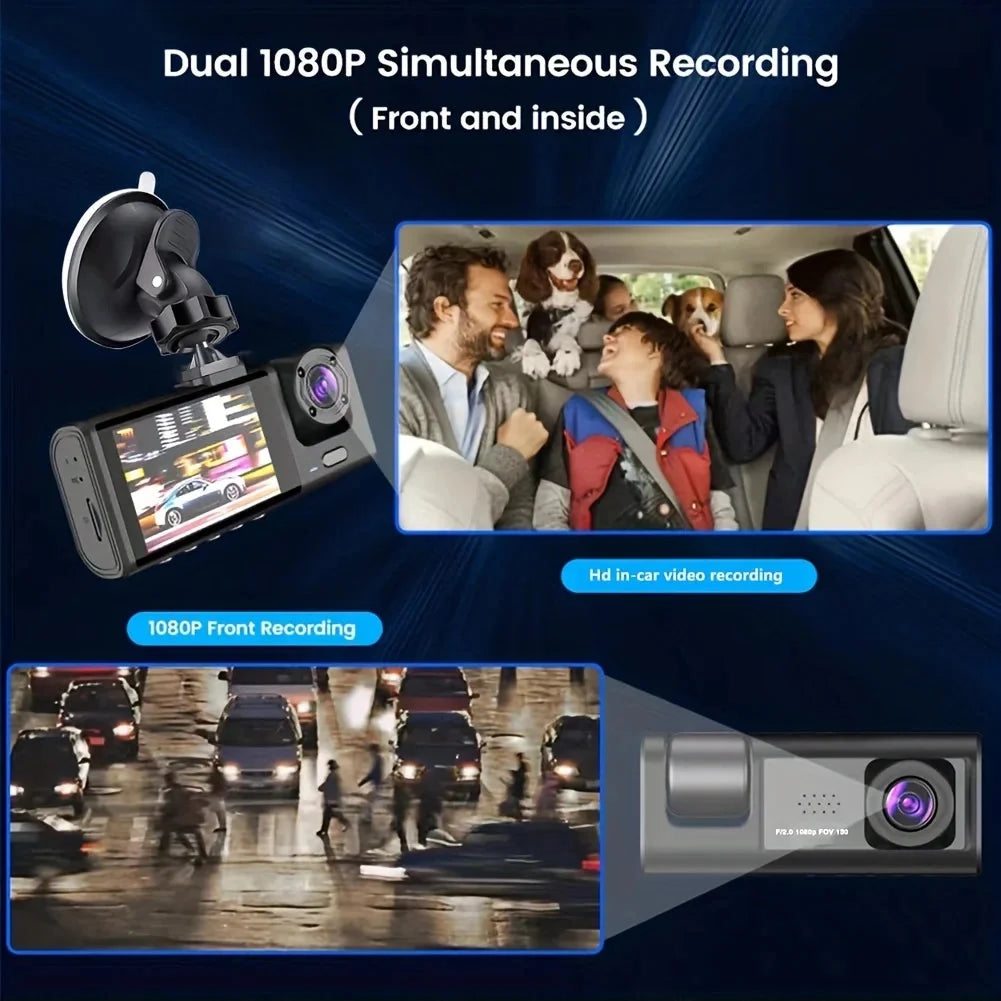 Dash Cam W/ IR Night Vision Loop Recording & 2" IPS Screen