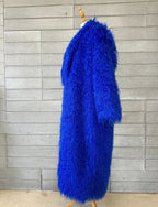 Faux Fur Jacket Women Long Coat Thick Fluffy Winter Warm Shaggy Overcoat Open Stitch Outerwear Turn Down Collar High Street