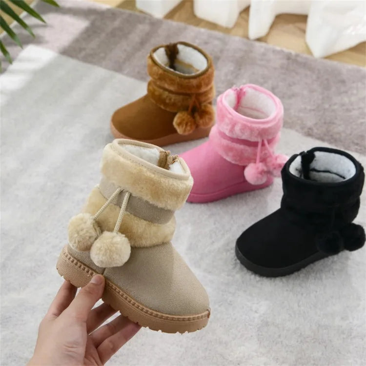 Babies Winter Snow Boots Comfortable Thick Warm Lobbing Ball Cute Boots