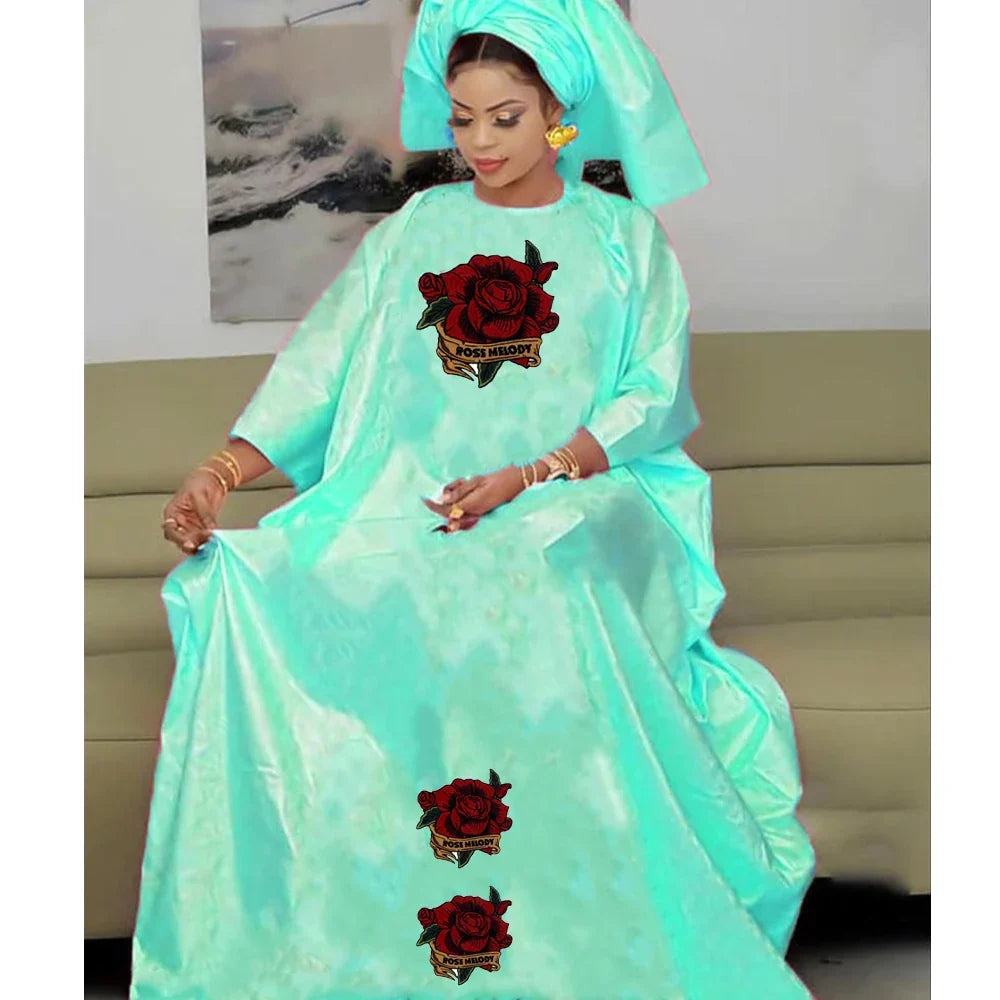 Bazin Rich Dresses For Women Traditional African Evening Gowns For Party And