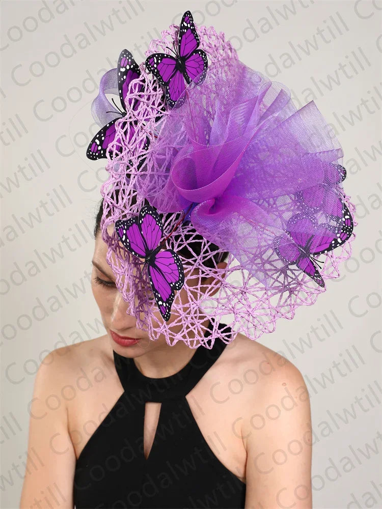 New Fascinator Wedding Headpiece Women Butterfly Headwear For Church Derby Hat