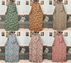 Women's Traditional Floral Ramadan Muslim Cotton Abayas Garment with attached Headscarf