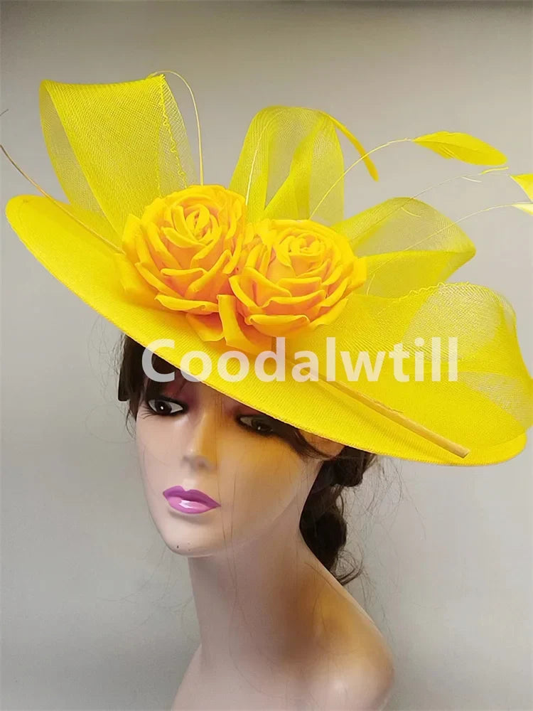 Big Flower Fascinators Hat Headpiece Women Kentucky Church Millinery Cap Ladies