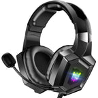 K8 Wired Gaming Headphones with Flexible HD Mic RGB Lighting Effect Over-Ear Wired Headset Gamer for PC Gaming Xbox
