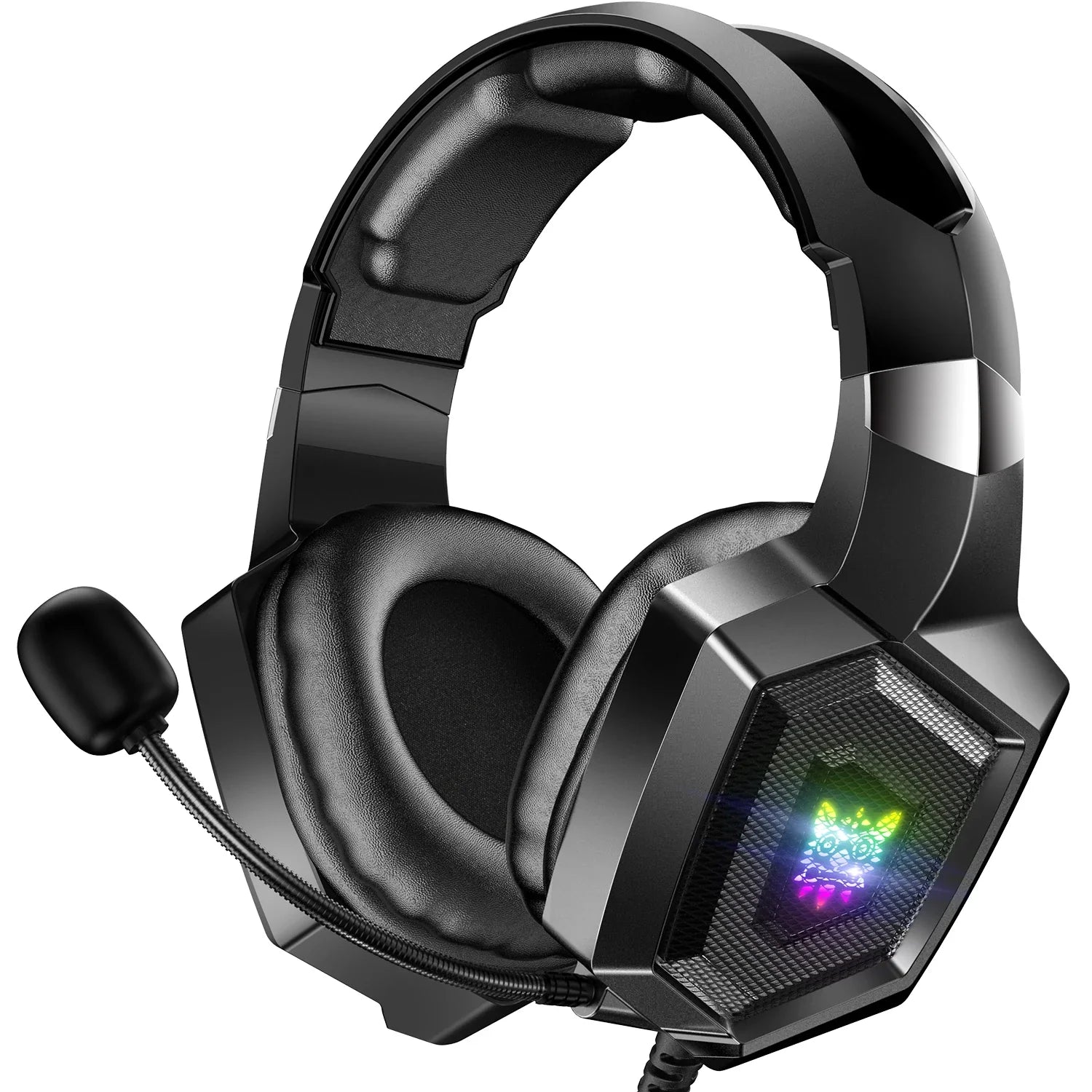 K8 Wired Gaming Headphones with Flexible HD Mic RGB Lighting Effect Over-Ear Wired Headset Gamer for PC Gaming Xbox