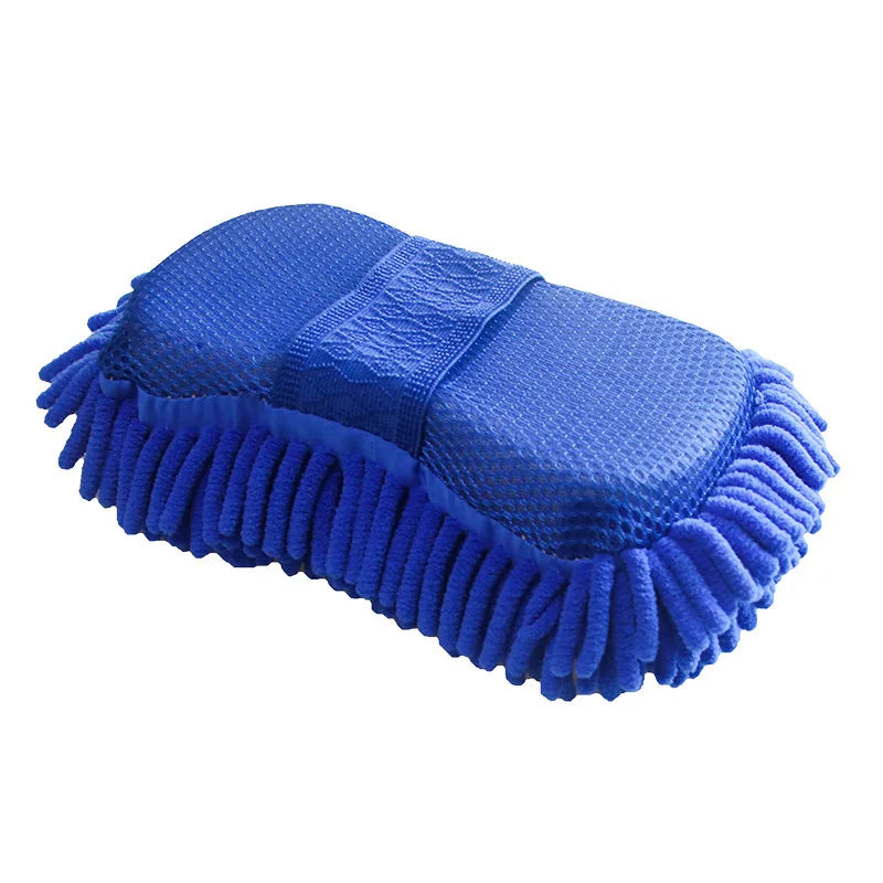 Microfiber Chenille Car Wash Sponge Soft Scratch-Free Cleaning Pad (Blue)
