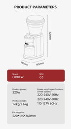 HiBREW Automatic Burr Mill Electric Coffee Grinder with 34 Gears for Espresso American Coffee Pour Over Visual Bean Storage G3