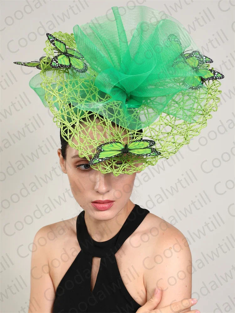 New Fascinator Wedding Headpiece Women Butterfly Headwear For Church Derby Hat