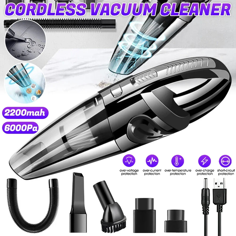 12000PA Cordless Car Vacuum Cleaner Wireless Handheld Wet & Dry Cleaner (USB Charging)
